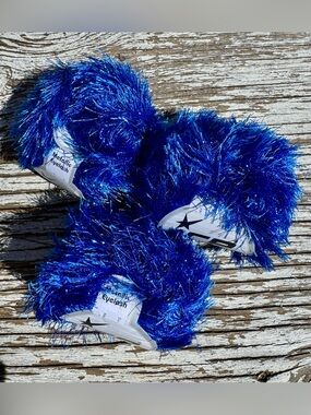 Metallic Royal Blue Eyelash Yarn for Knitting and Crochet
